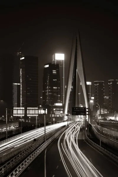 Brug Lichtspoor Nachts Chongqing China — Stockfoto