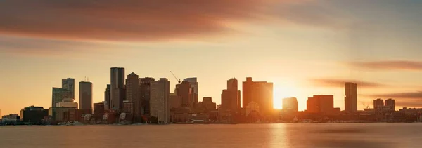 Boston Skyline Coucher Soleil Avec Des Bâtiments Historiques Montréalaises Usa — Photo