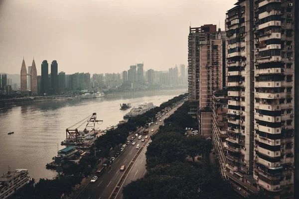 Luchtfoto Van Stedelijke Gebouwen Skyline Chongqing — Stockfoto