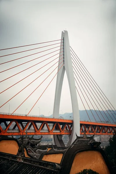 Ponte Con Vecchia Casa Città Architettura Urbana Chongqing Cina — Foto Stock