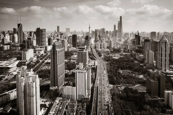 Shanghai Vista Aerea Dall Alto Con Skyline Della Città Grattacieli — Foto Stock