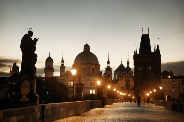 Pont Charles Prague République Tchèque Nuit — Photo