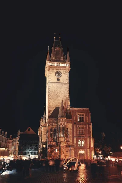 Glockenturm Altstädter Ring Prag Tschechische Republik Bei Nacht — Stockfoto