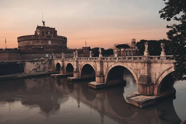 Castel Sant Angelo Włoszech Rzym Most Przez Rzekę Tyber — Zdjęcie stockowe