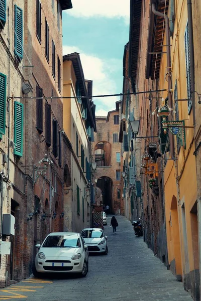 Vista Calle Con Edificios Antiguos Siena Italia — Foto de Stock