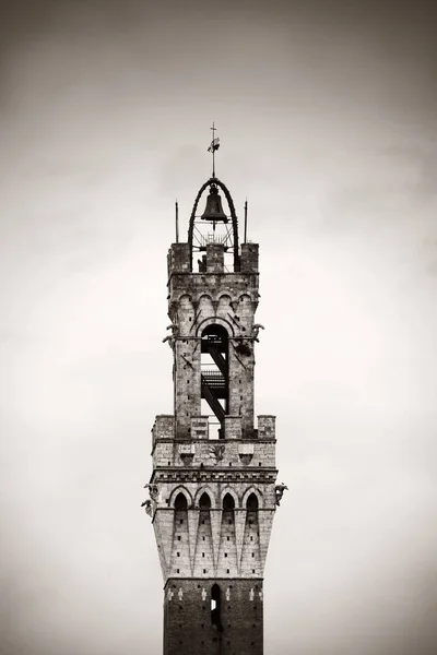 Városháza Bell Tower Közelkép Siena Olaszország — Stock Fotó