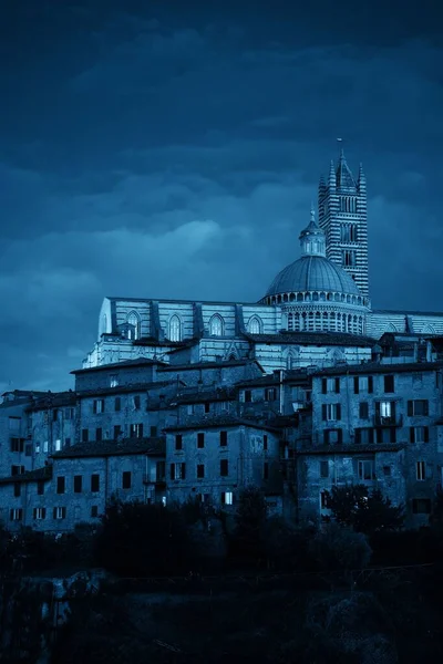 Vista Panorâmica Medieval Cidade Com Catedral Siena Edifícios Históricos Itália — Fotografia de Stock