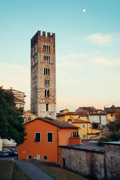 Basílica San Frediano Lucca Com Edifícios Históricos Itália — Fotografia de Stock