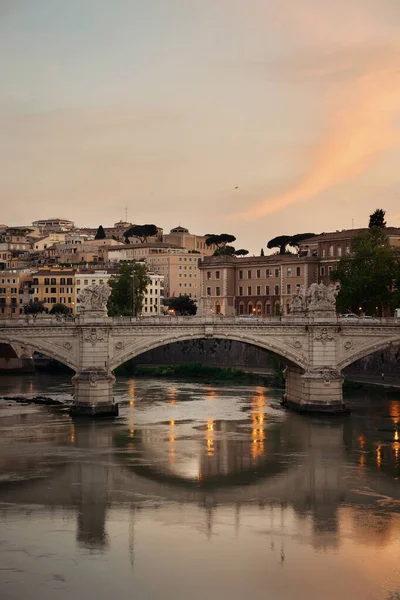 River Tiber Rome Ancient Architecture Colorful Sky Sunset Italy — Stock Photo, Image
