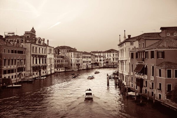 Venice grand canal view with historical buildings. Italy.