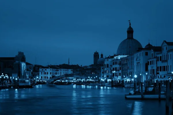 Venice Canal View Night San Simeone Piccolo Church Historical Buildings — Stock Photo, Image