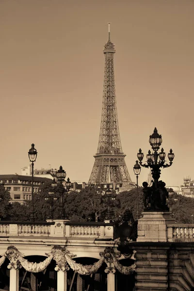 Alexandre Iii Brücke Und Eiffelturm Paris Frankreich — Stockfoto