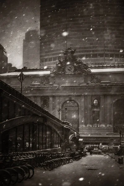 Gare Grand Central New York Avec Vue Sur Neige Hivernale — Photo