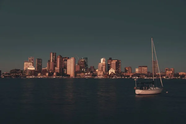 Бостон Панорамный Вид Ночью Историческими Зданиями Массачусетсе Сша — стоковое фото