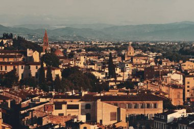 İtalya 'da Floransa' nın çatı manzaralı şehir silueti