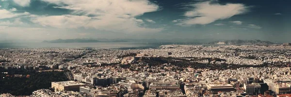 Panorama Aten Widokiem Góry Lykavitos Akropol Grecja — Zdjęcie stockowe