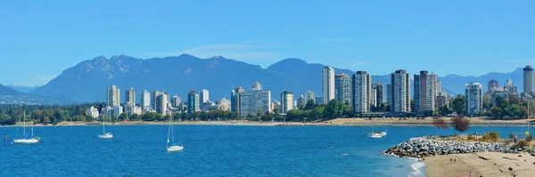 Panorama Ville Vancouver Avec Plage Montagne — Photo