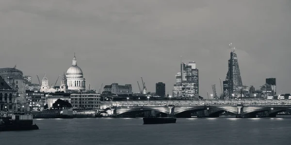 London Skyline Night Bridge Pauls Cathedral Thames River — Stock Photo, Image