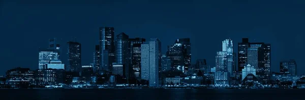 Boston Skyline Nacht Monochrome Ansicht Mit Historischen Gebäuden Massachusetts Usa — Stockfoto