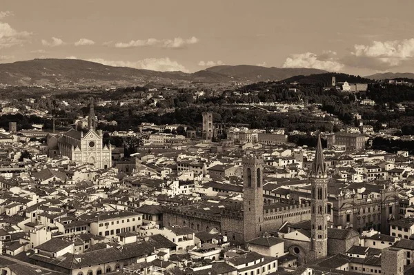 Вид Город Флоренции Крыше Италии Черно Белом Цвете — стоковое фото
