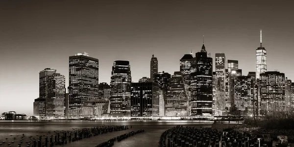 New York City Centrum Skyline Panorama Med Pirrester Skymningen — Stockfoto