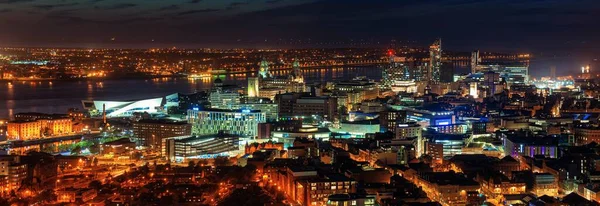 Liverpool Skyline Uitzicht Het Dak Nachts Met Gebouwen Engeland Het — Stockfoto