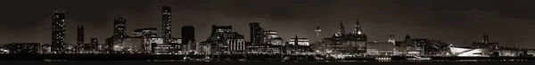 Liverpool Skyline Paysage Urbain Nuit Avec Des Bâtiments Angleterre Royaume — Photo