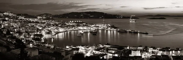 Mykonos Körfezi Gece Yukarıdan Izlendi Yunanistan — Stok fotoğraf