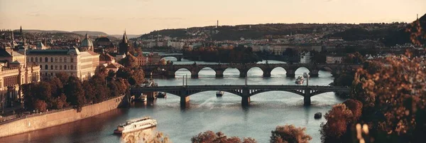 Praag Skyline Brug Rivier Tsjechië Panorama — Stockfoto