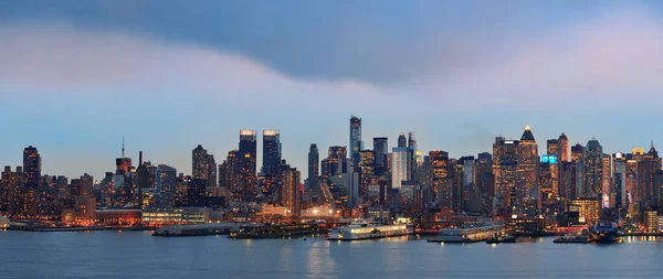 Nowy Jork Centrum Manhattanu Zachód Słońca Panorama Panorama Hudson River — Zdjęcie stockowe