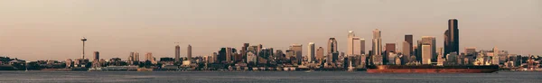 Stadtsilhouette Von Seattle Über Meerblick — Stockfoto