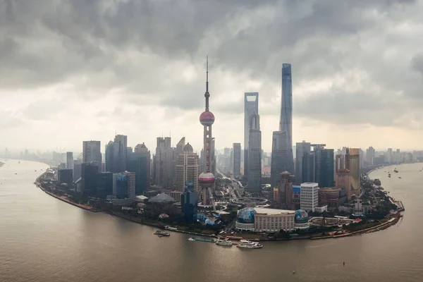 Shanghai City Luftaufnahme Mit Geschäftsviertel Pudong Und Skyline China — Stockfoto