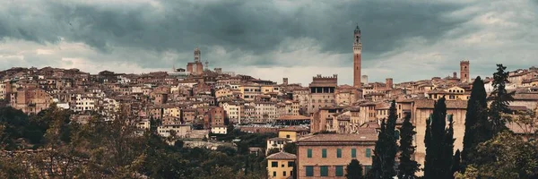 Duomo Siena Torre Del Mangia Campanile Con Edifici Storici Italia — Foto Stock