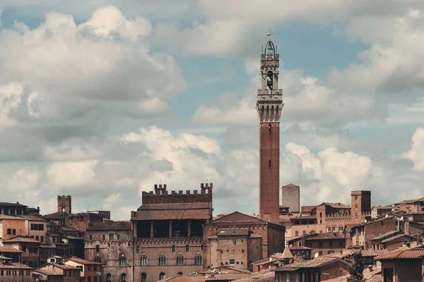 이탈리아의 역사적 건물들과 타워가 시에나 스카이라인 — 스톡 사진