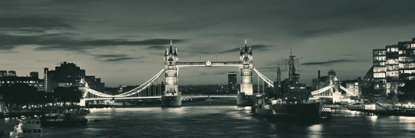 Hms Belfast Warship Tower Bridge Panorama Thames River London — Stock Photo, Image