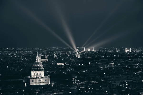 Párizs Városának Tetőtéri Kilátása Napóleon Sírjával Éjjel Franciaországban — Stock Fotó