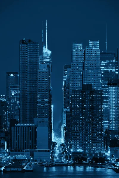 Les Gratte Ciel Manhattan Midtown New York City Skyline Nuit — Photo