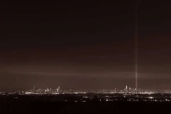 Skyline Von New York City Der Nacht Und September — Stockfoto
