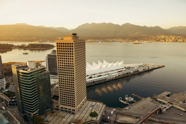 Vancouver Tetőtéri Kilátás Városi Architektúrák Naplementekor — Stock Fotó