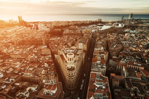 Widok Lotu Ptaka Dzielnicę Gotycką Barcelonie Hiszpanii — Zdjęcie stockowe