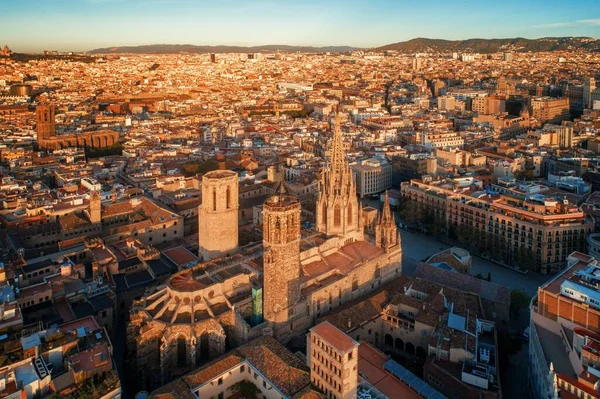 Повітряний Вид Готичного Кварталу Барселоні Іспанія — стокове фото