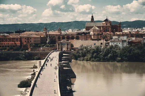 Peatonal Puente Con Mezquita Catedral Córdoba España — Foto de Stock