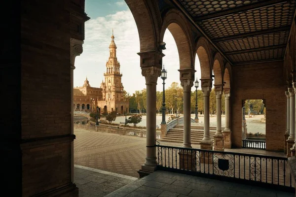 Plaza Espana Nebo Španělsko Náměstí Detailní Pohled Seville Španělsko — Stock fotografie