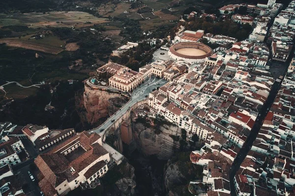 Ronda Vista Aerea Con Vecchi Edifici Spagna — Foto Stock