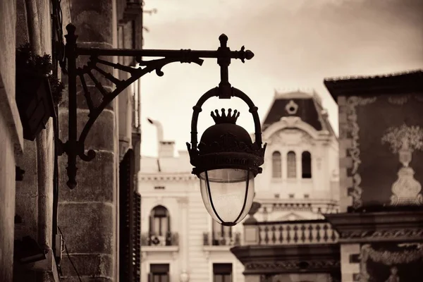 Vista Calle Con Lámpara Vintage Barcelona España — Foto de Stock