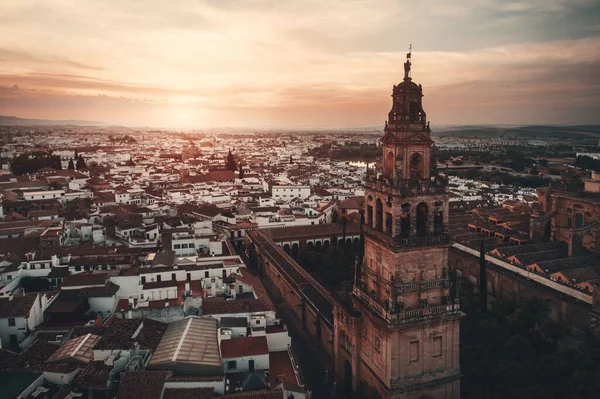 Der Glockenturm Der Moschee Kathedrale Von Córdoba Bei Sonnenuntergang Spanien — Stockfoto