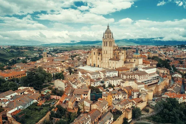 Segovia Cathedral Αεροφωτογραφία Στην Ισπανία — Φωτογραφία Αρχείου