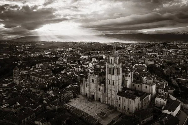 Segovia Cathedral Αεροφωτογραφία Στην Ισπανία — Φωτογραφία Αρχείου