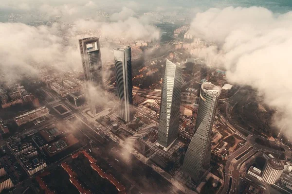 Madrid Distrito Financeiro Vista Aérea Com Arranha Céu Moderno Espanha — Fotografia de Stock