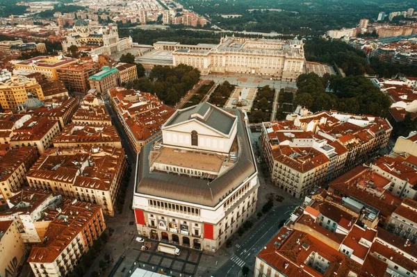 Opera Van Madrid Luchtfoto Met Historische Gebouwen Spanje — Stockfoto